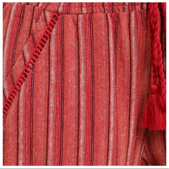 Womens linen shorts red boho summer vacation beach - Picture 2 of 2